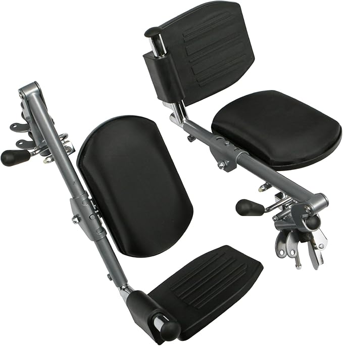 Medline Gray Elevating Leg Rest for Wheelchairs, Adjustable Comfort Support, Enhances Mobility, 1 Pair