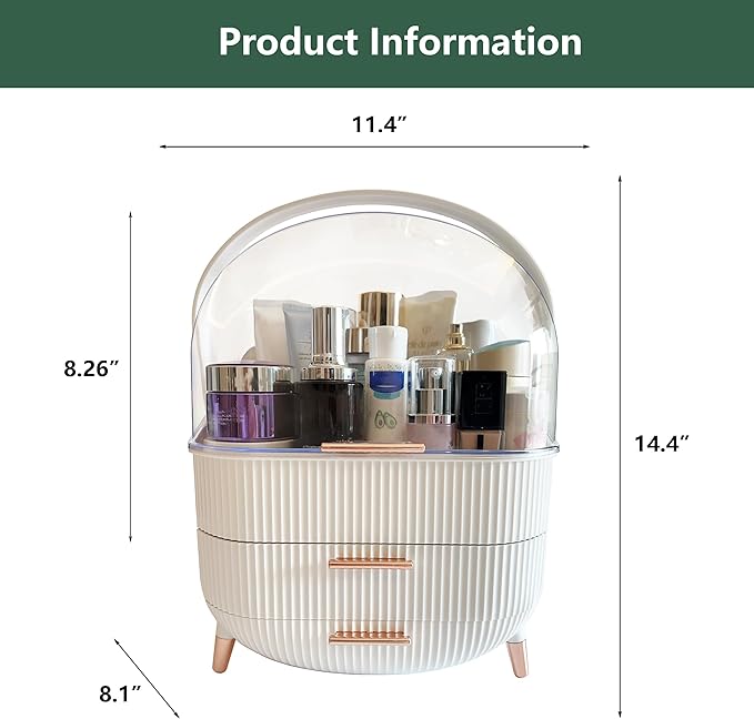Upgrade Large Makeup Organizer Countertop Vanity Case Skin Care Cosmetic Storage Box Bathroom Counter Perfume Skincare Organizers Make Up Caddy Gift for Women Girls Clear Design Easy Visibility