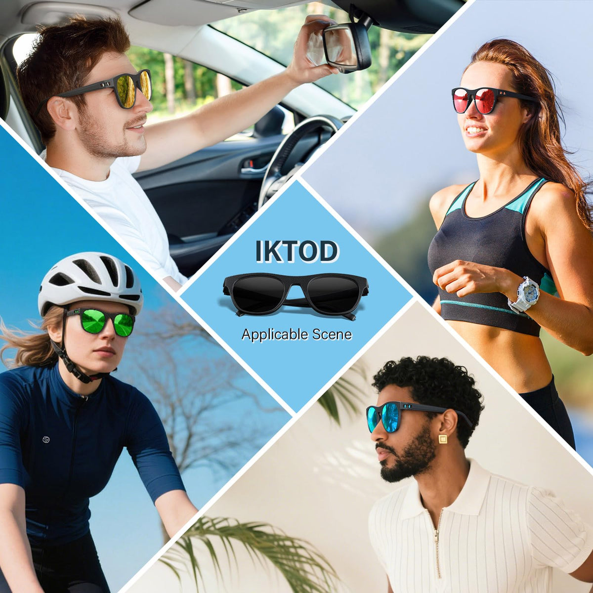 IKTOD 4 Pack Polarized Sunglasses for Men and Women,UV Protection Mens Sun Glasses for Fishing Running Cycling Driving (4 Pack-Black/Black/Black/Black-M03)