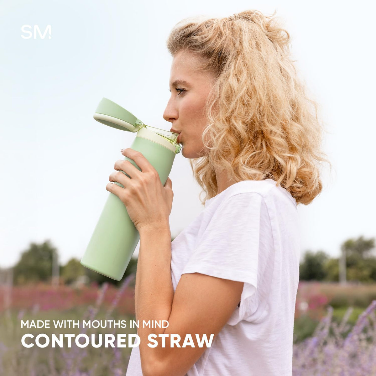 Simple Modern Mesa Loop Water Bottle with Covered Straw and Handle | 30oz Cup Holder Friendly Insulated Stainless Steel Bottles for Travel, Sports and School | Iris Sage