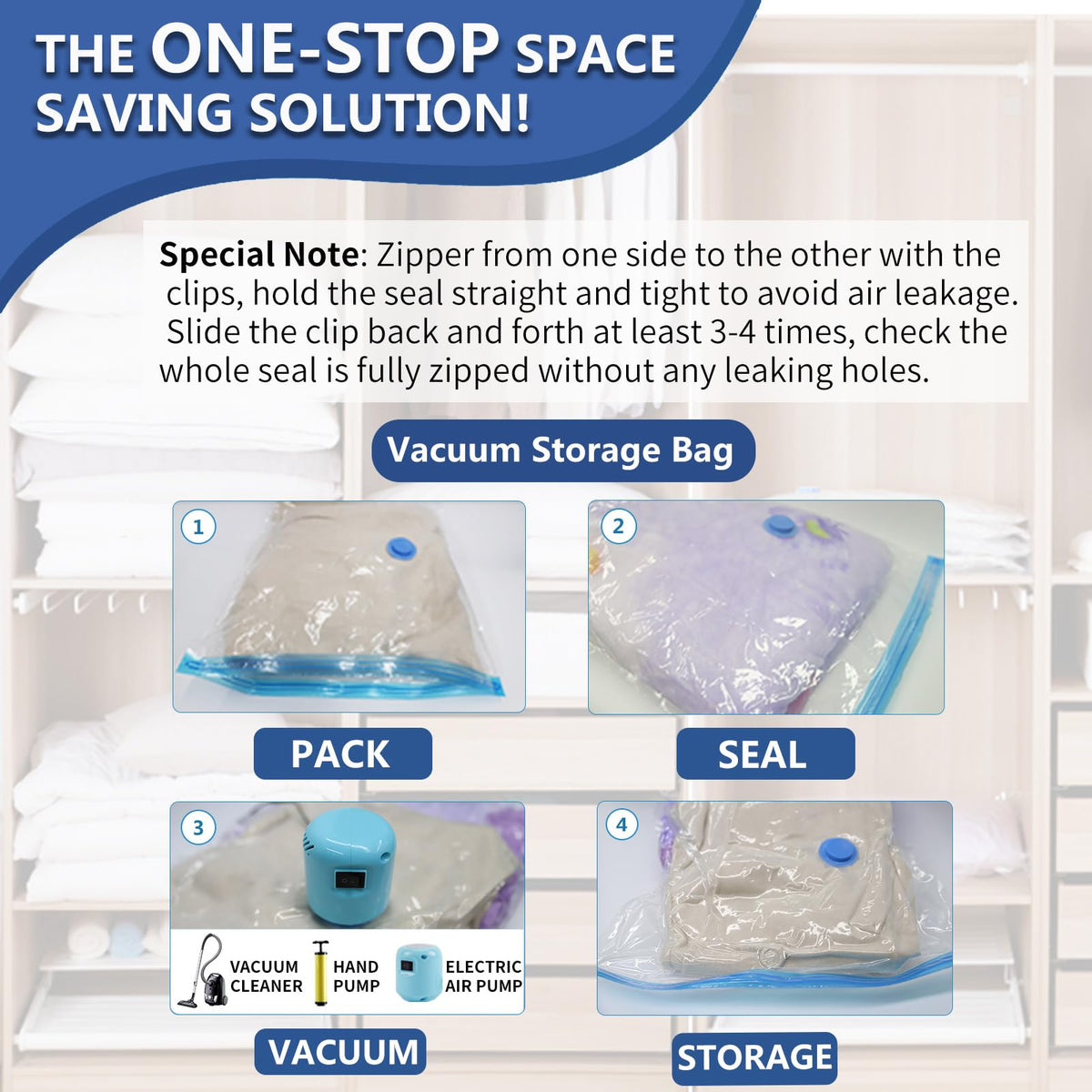 Vacuum Storage Bags, 10 Jumbo Space Saver Bags Compression for Comforters, Bedding and Blankets, Vacuum Sealed Bags Clothes Storage Travel Essentials