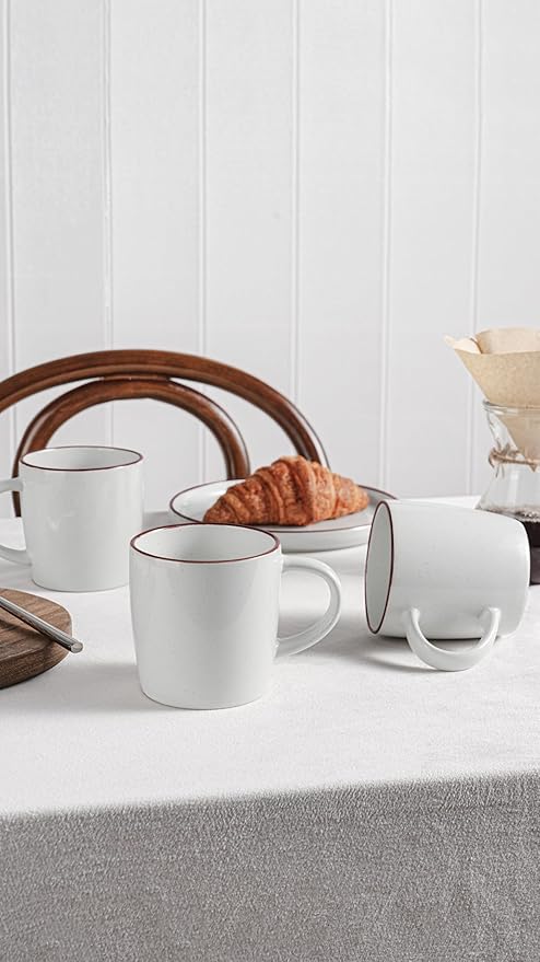 famiware Mercury Coffee Mugs 13 oz, Coffee Mugs Set of 4 with Handle, Cups for Latte, Hot Tea, Cappuccino, Mocha, Cocoa, White
