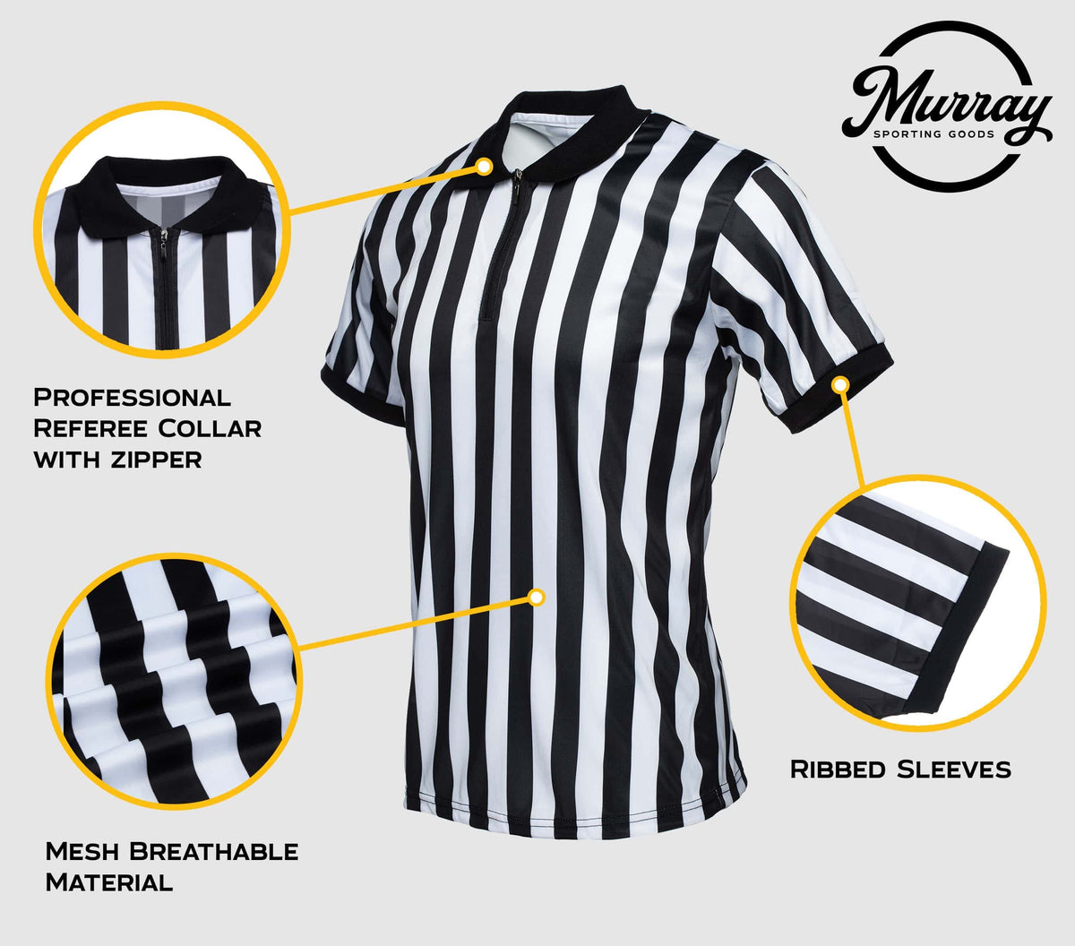 Murray Sporting Goods Men’s Referee Shirt Collared | Official Mens Ref Shirt Jersey Short Sleeve - Football Halloween Costume (X-Large)