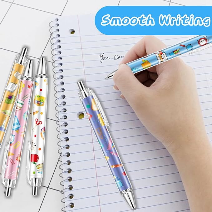 10 PCS Back to School Pens Welcome Back to School Ballpoint Pens First Day of School Party Favors with 1mm Black Ink Replaceable Ballpoint Pen Refill for Classroom Rewards