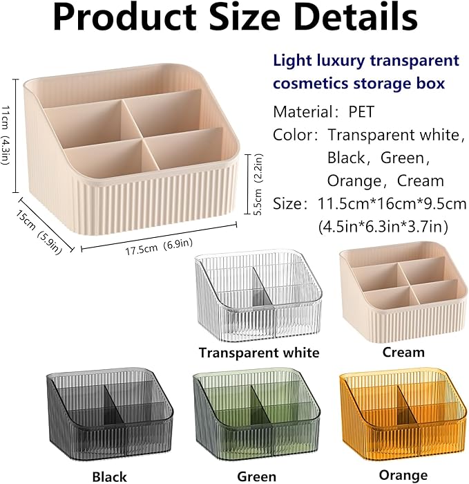 DASITON Large Capacity Makeup Brush Holder,5 Slot Makeup Brush Cup,Vintage striped Make Up Brush Holder,for Vanity Decor,Bathroom Countertops,Desk Storage Container,Cosmetic Display cases(Cream)