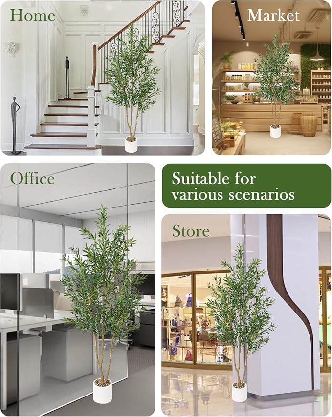 Olive Tree 6FT Fake Tree Faux Plants Indoor with Pot Artificial Tree Nearly Natural Olive Branches and Fruits for Living Room Home Office Decorations