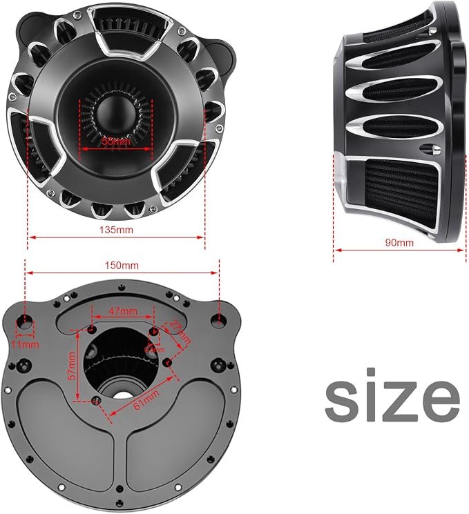 Motorcycle Air Filter Intake System Kit CNC Air Cleaner Fit