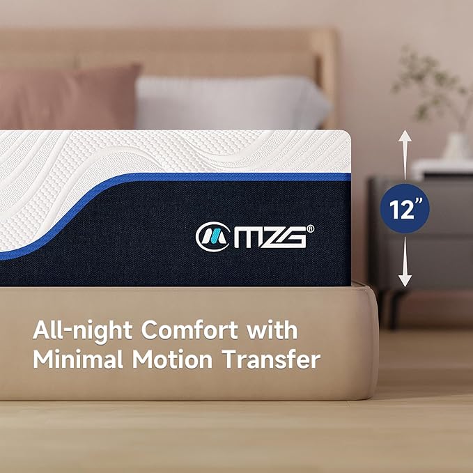 12 Inch Queen Size Plush Hybrid Mattress, Gel-Infused Memory Foam Pillow Top & High-Density White Support Foam, Cooling & Breathable, CertiPUR-US Certified, Mattress in a Box