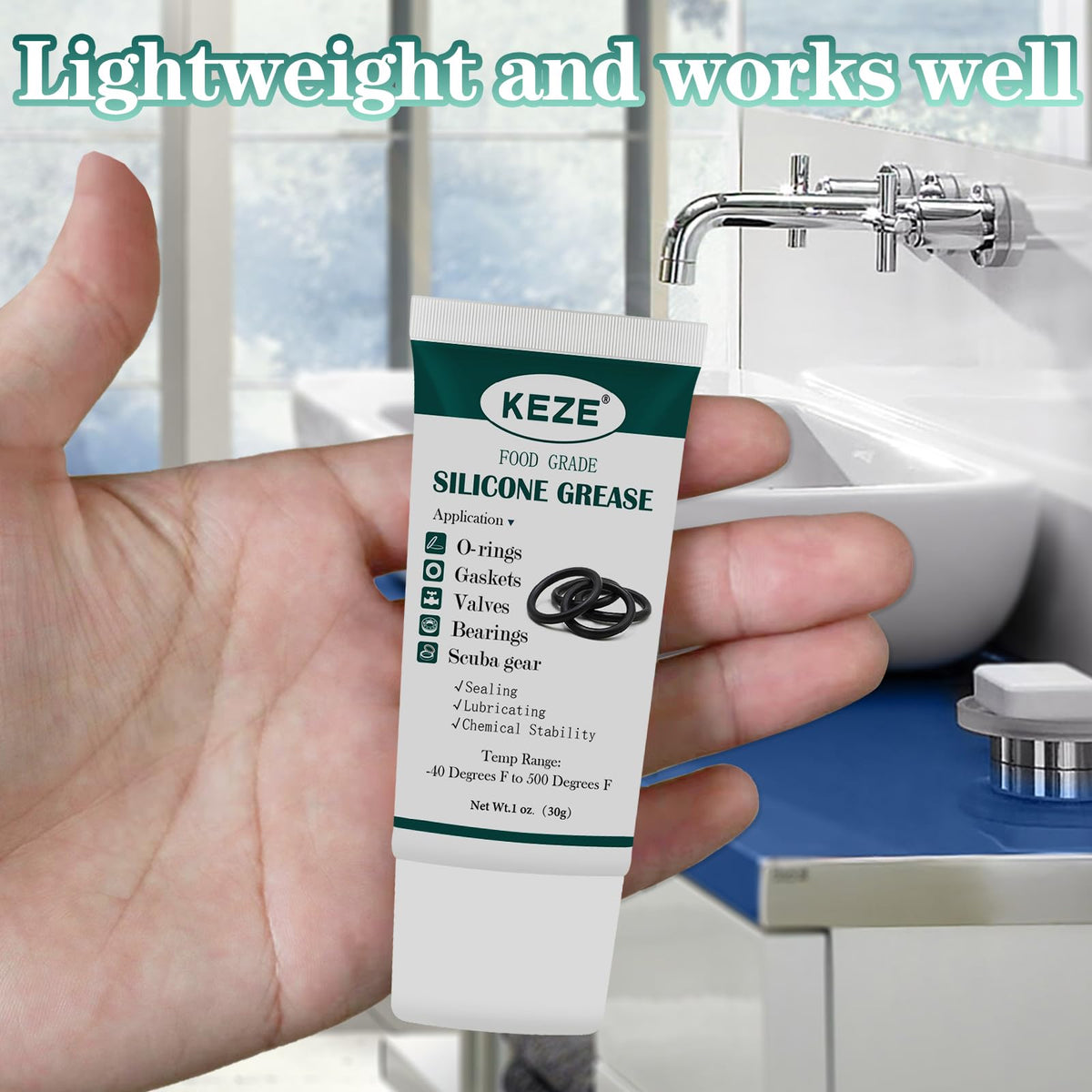 KEZE Waterproof Food Grade Silicone Lubricant Plumbers Grease for Valve Sealant Faucet Pool Lube O Rings Filter 1 oz 1-Pack
