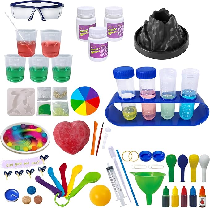 200+ Science Experiments Kit for Kids, Science Project Lab Volcano Toys Birthday Gifts for Boys & Girls, Chemistry Set, Gemstone S.T.E.M Educational Learning Activities