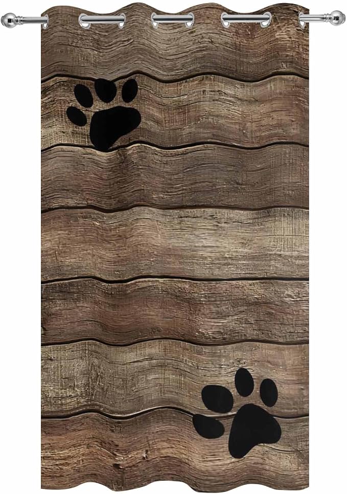 Wood Grain Outdoor Curtains for Patio Claws Animals Wooden Brown Vintage