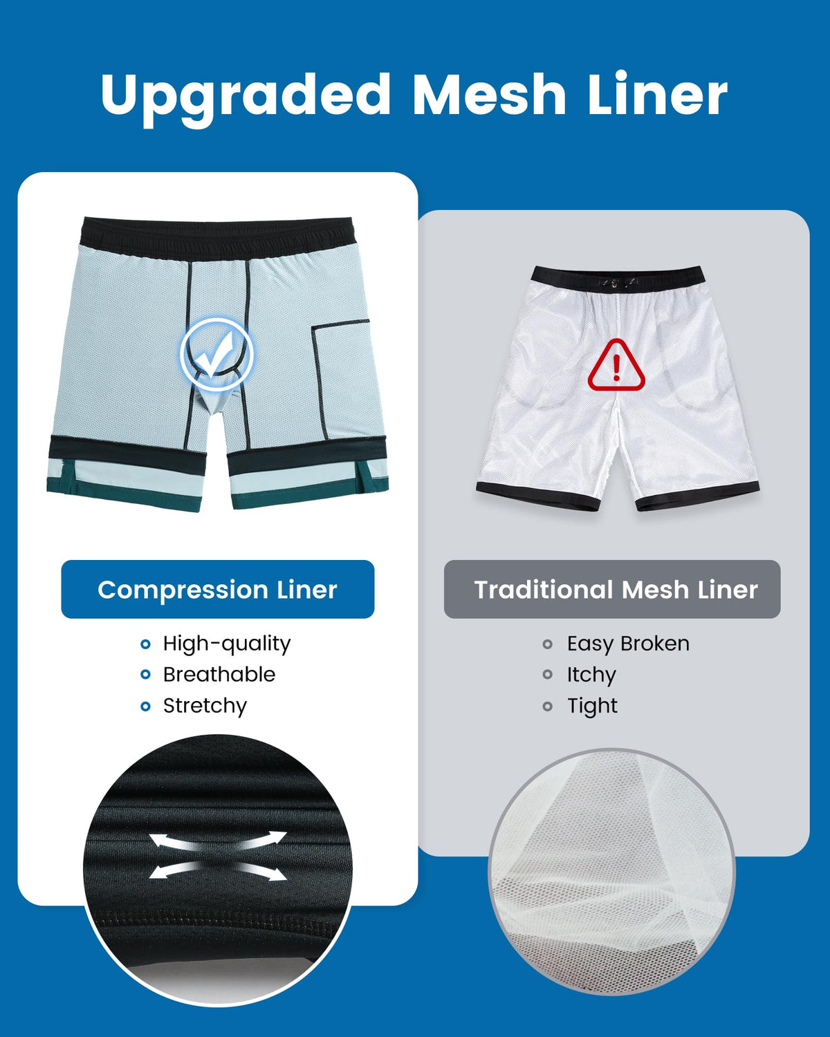 maamgic Mens Swim Trunks with Compression Liner 7 Inch Inseam Mens Bathing Suit Quick Dry Swimming Trunks Swimsuit Reef Green and Black Small