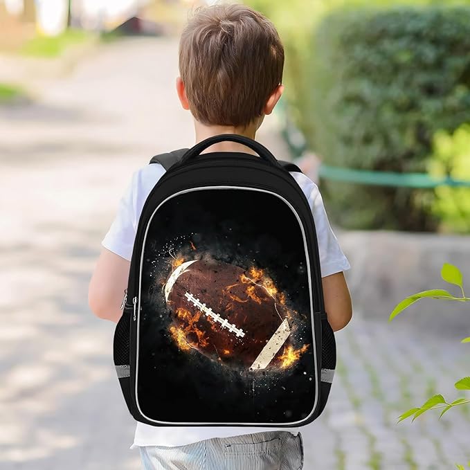 School Backpack for Boys - American Football Boys Backpack for Kids Children Teens Elementary Middle School - Students Bag for Ages 6-18,17″Bookbag Multifunctional Large Capacity