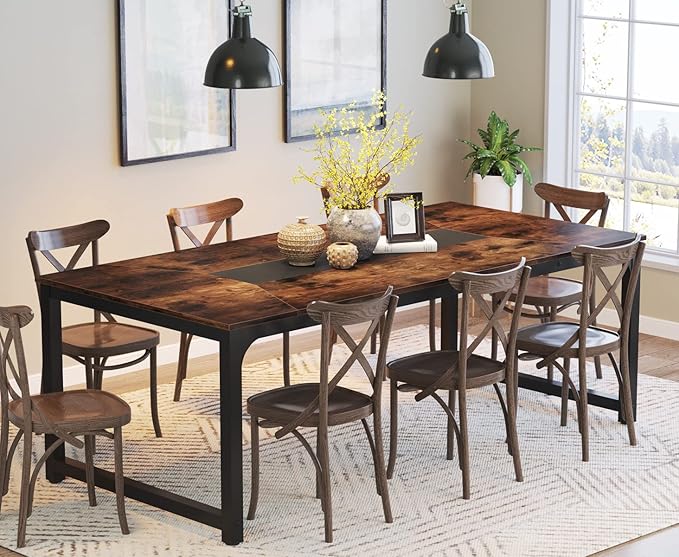 Tribesigns Modern Computer Desk, 78.7 x 39.4 inch X Large Executive Office Desk Computer Table Study Writing Desk Workstation for Home Office,Rustic/Black