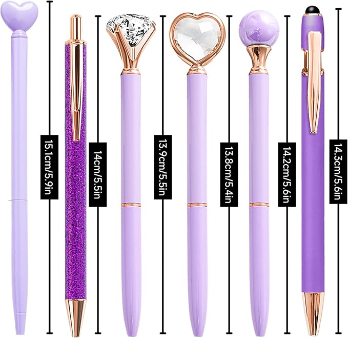 Personalized Pens for Women, 6 Pcs Purple Pens Ballpoint Pen Bulk, 1.0mm Medium Point Black Ink Pen for Journaling, Office and School Supplies Gifts for Nurse Teacher (Purple)