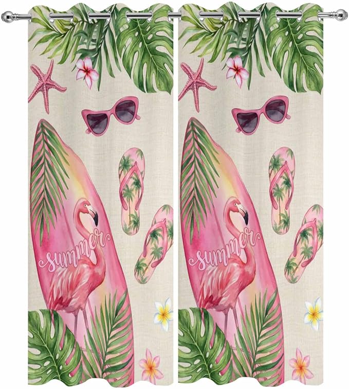 Summer Flamingbirds Outdoor Curtains