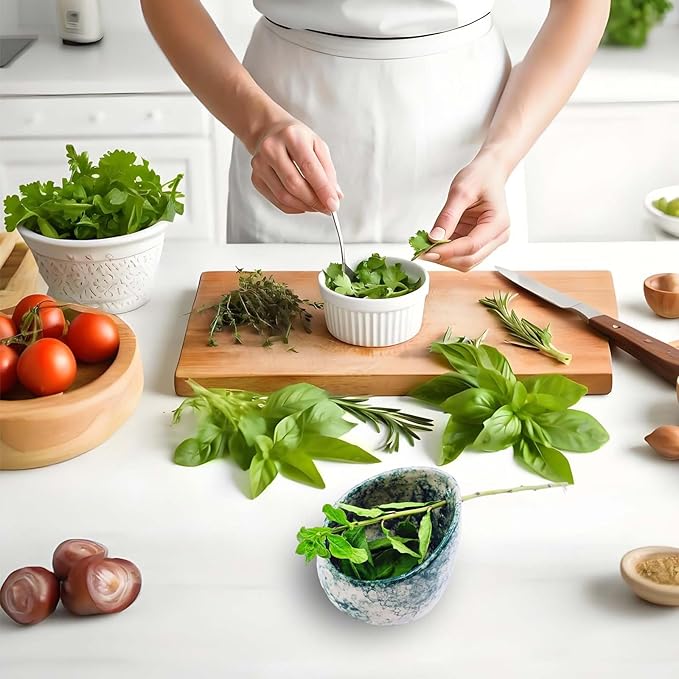 MGMGART Pottery Herb Stripper Bowl Multi Size Holes Ceramic Stripping Tool Decorative Leaf Cilantro Parsley Basil Veggies Durable Kitchen Gadget