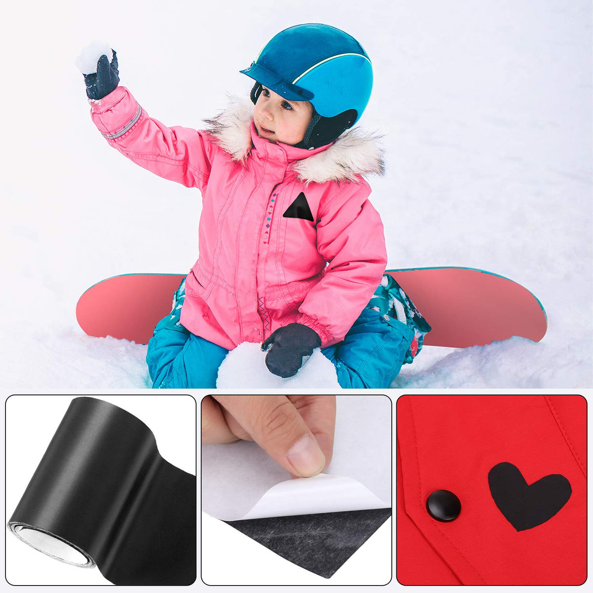 WILLBOND 3x79 Inch Nylon Repair Patches Nylon Patches for Jackets Self Adhesive Repair Tape Waterproof Kit Fabric Clothing Kit for Down Jacket, Tent, Umbrella, Clothes, Bags(Black)