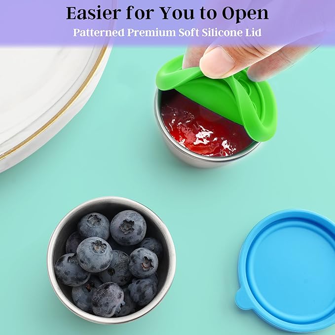 6x1.6 Oz Salad Dressing Containers With Lids, Small Leakproof Reusable Stainless Steel Salad Dressing Container To Go For Lunch Boxes,Sauce containers, Picnics,Travel Meal Prep And Kitchen Storage.