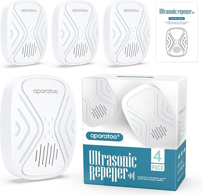 Tiptop Home Mouse Repellent Insect Repellent Plug-in Electronic Pest Repellent, Mouse Deterrent Pest Repeller for Rodents, Cockroach, Mosquito, Spider, Bugs, Mice 4 Packs, white03, ssd-01