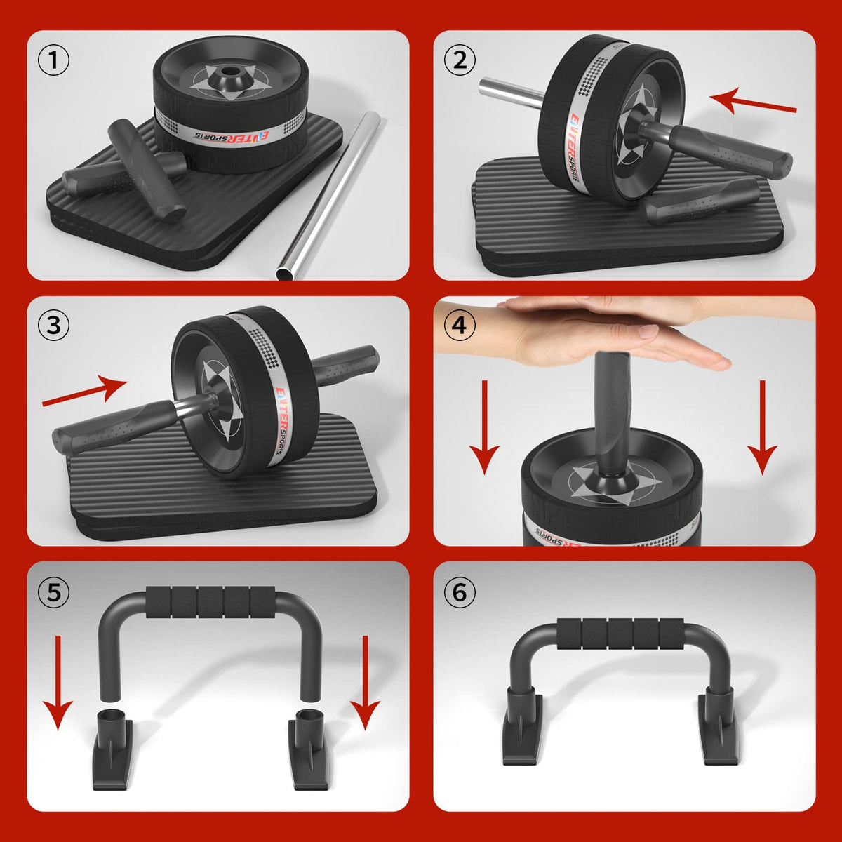 Ab Roller Wheel for Abs Workout - Abdominal Exercise Equipment with 2 Knee Pads for Home Gym, Core Strength Training, Fitness Equipment for Men & Women (Black)