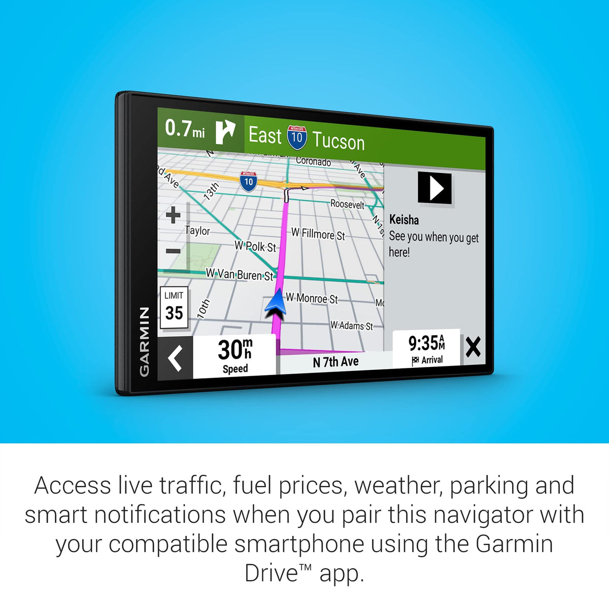 Garmin DriveSmart 76, 7-inch Car GPS Navigator with Bright, Crisp High-Resolution Maps and Garmin Voice Assist (Renewed)