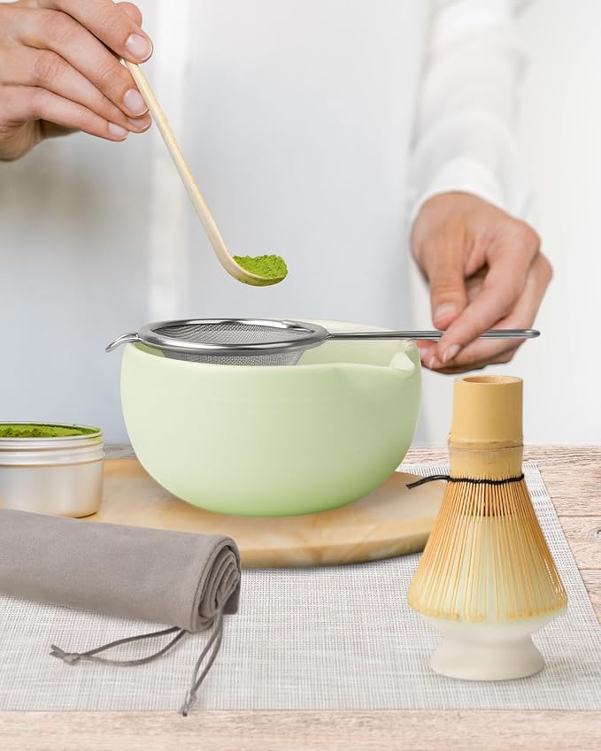Joiish Matcha Whisk Set, 5-PC Matcha Kit Gift, Light Green