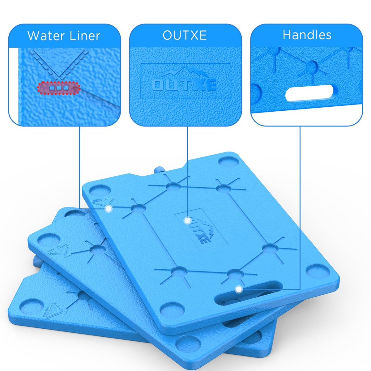 OUTXE Large Ice Packs for Coolers 3-Pack 9.5 * 13 Inch Slim Space Saving Reusable Long Lasting Cold Freezer Packs for Coolers Keep Food Fresh