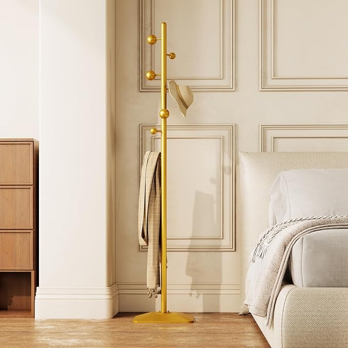 coat rack freestanding,coat rack stand with 7 Hooks and Metal Base for Bags, Hats.Coat Tree Coat Hanger Stand for Home Office Hall Entryway