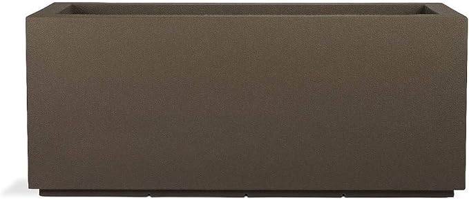 PolyStone Milan Tall Modern Outdoor/Indoor Rectangular Trough Planter, 17" L X 46" W X 19" H, Lightweight, Heavy Duty, Weather Resistant, Polymer Finish, Commercial and Residential (Chocolate Brown)