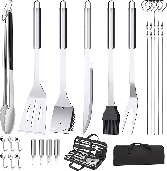11 Pcs Grill Tools Set,BBQ & Grilling Accessories Outdoor Barbecue Utensils