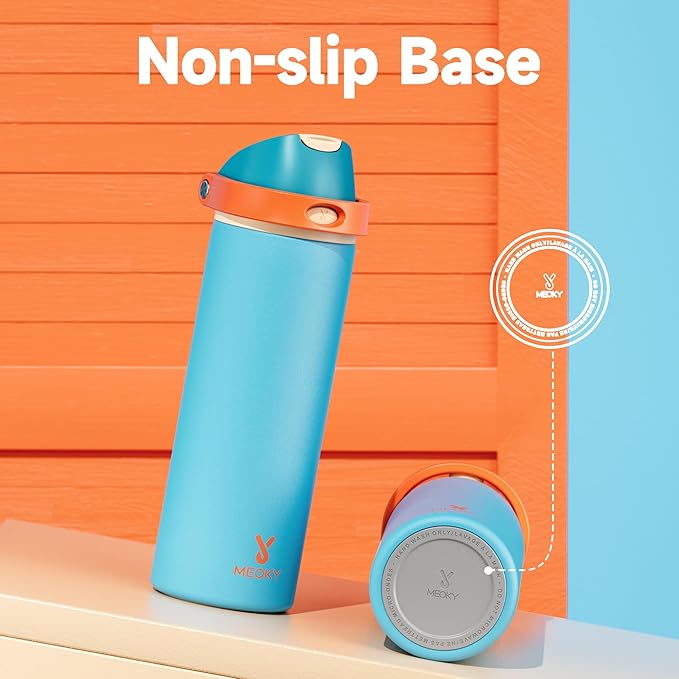 24 oz Insulated Water Bottle for Men: Meoky Stainless Steel Water Bottle with Straw and Spout Lid - Leak Proof, Cold for 24 Hours, Fits in Car Cup Holder, BPA-Free for Sports Travel, Summer Sweetness