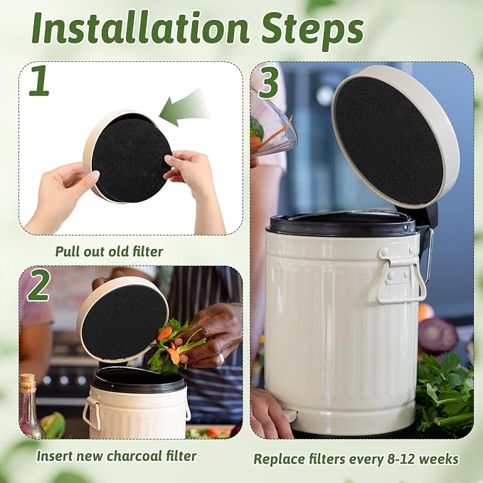 24 Pack Compost Bin Filter, 6.7 Inch Charcoal Filters