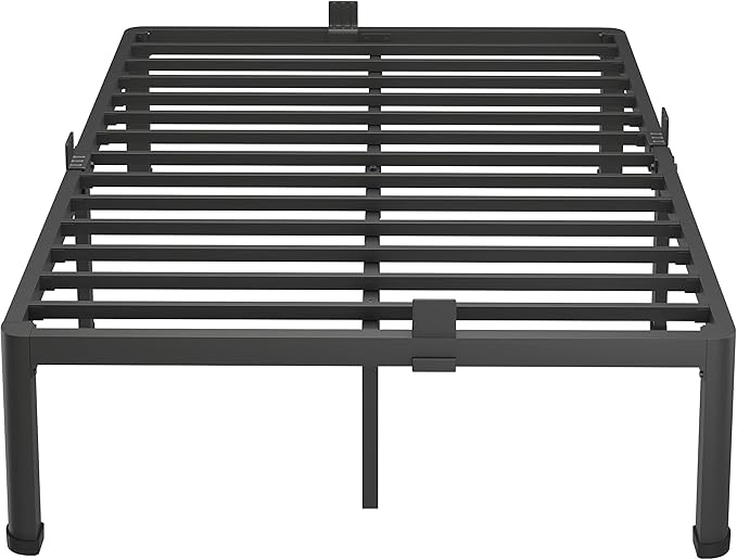 MAF 12 Inch Full Size Metal Platform Bed Frame with Round Corner Legs, Mattress Slide Stopper, 3000 LBS Heavy Duty Steel Slats Support, No Box Spring Needed, Noise Free