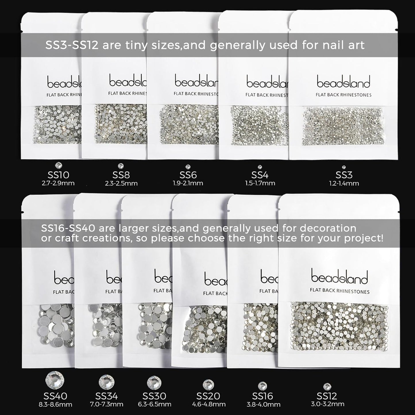 beadsland Flat Back Crystal Rhinestones Round Gems, Blue Volcano (1.9-2.0mm) SS6/1440pcs