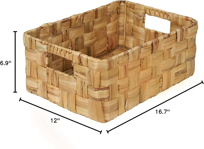 Vatima Jumbo Wicker Storage Basket, Large Hyacinth Organizer, 16.9x12.1x7.1H Inches - Ideal for Home Shelving and Pantry Storage