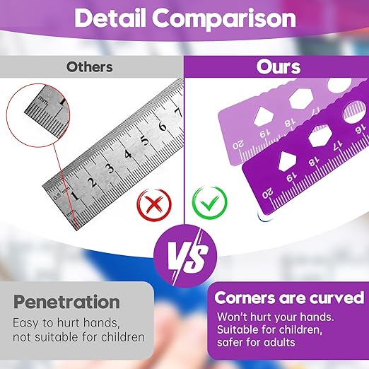 MSDADA Triangle Ruler, Protractor, Square and Ruler Set, 4 Pieces Aluminum Alloy Ruler, Metal Drafting Ruler Kit, Geometric Protractor for Student, School, Home, Office (Purple, 20cm/7.87inch)