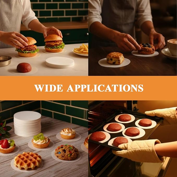 MUCHII 1000 Pcs 4.5 Inch Burger Patty Paper Rounds, White Parchment