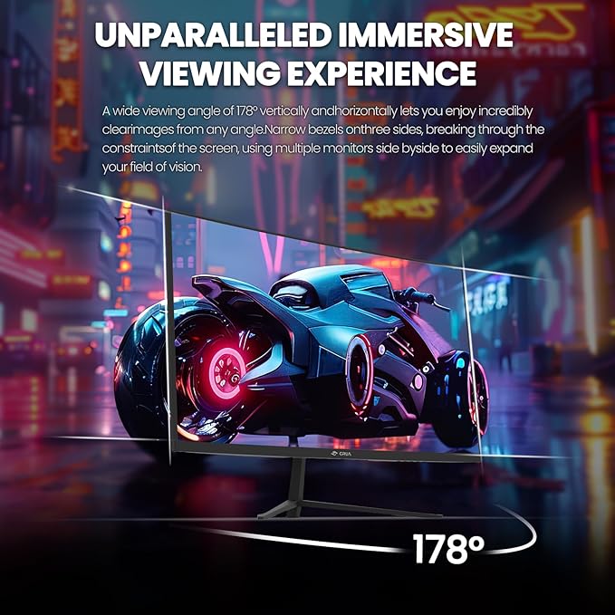 CRUA 24 Inch 200hz/180hz Curved Gaming Monitor, FHD 1080P Frameless Computer Monitors, Support AMD freesync Low Motion Blur, Eye Care, DisplayPort, HDMI, Compatible Wall Mountable Installs-Black