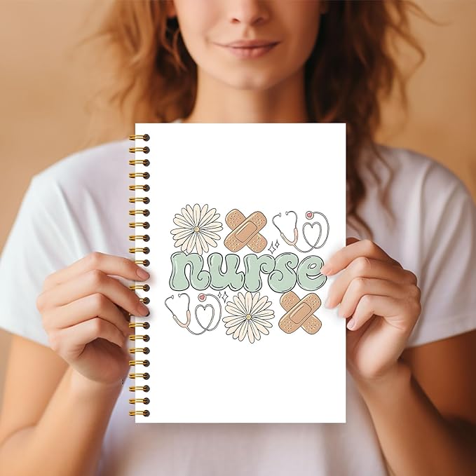 Trendy Floral Nurse Notebook, Nurse Gifts for Women Journal, Nurses Appreciation Gifts Journal, Nursing School Supplies, Nursing Hardcover Spiral Notebooks 5.5x8.3 Inch