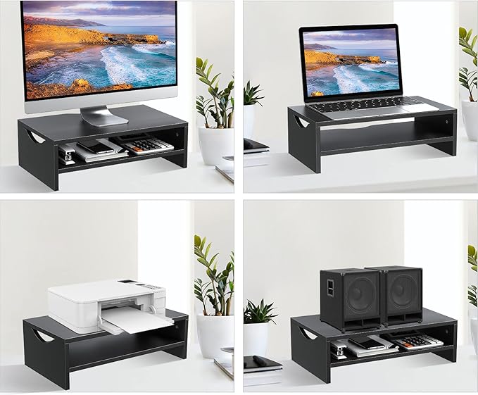 Zimilar Monitor Stand, 2-Tier Laptop Computer Monitor Stand Riser for PC, iMac, Desktop Wooden Screen Stand with Storage Organizer for Home Office