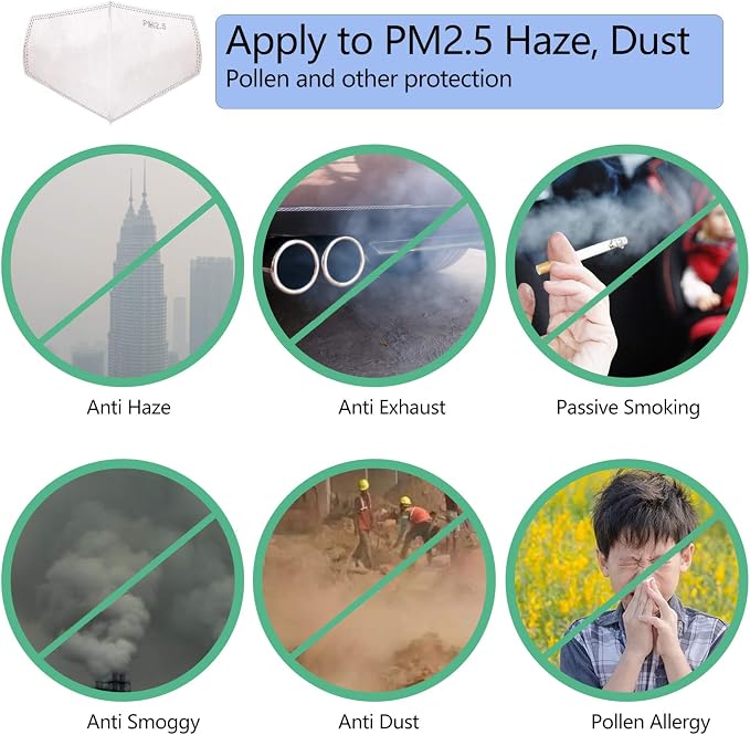 100 PCS New 3D Cutting PM 2.5 Activated Carbon Filter, 5 Layers 3D Pm2.5 Filter