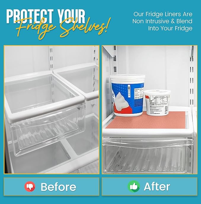 Refrigerator Liners for Shelves by Linda’s Essentials - Easy to Clean Fridge Liner with Spill Protection Fridge Shelf Liners & Drawer Liner, Nonslip BPA-Free Refrigerator Mats (Pink Roll)