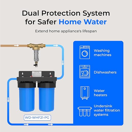Waterdrop Spin Down Sediment Filter, Backwash Whole House Water Filter System