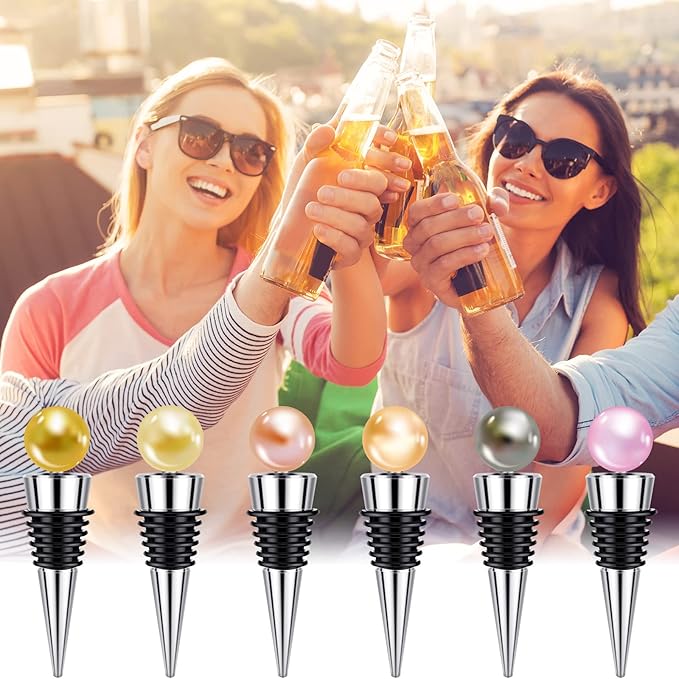 6 Pieces Metal Bottle Stopper 16 x 3/8 Blank Stainless Steel Wine Bottle Stopper Kit Reusable Wine Saver Corks Chrome Bottle Stopper Set Hardware for Wedding Wine Party Bar Turning