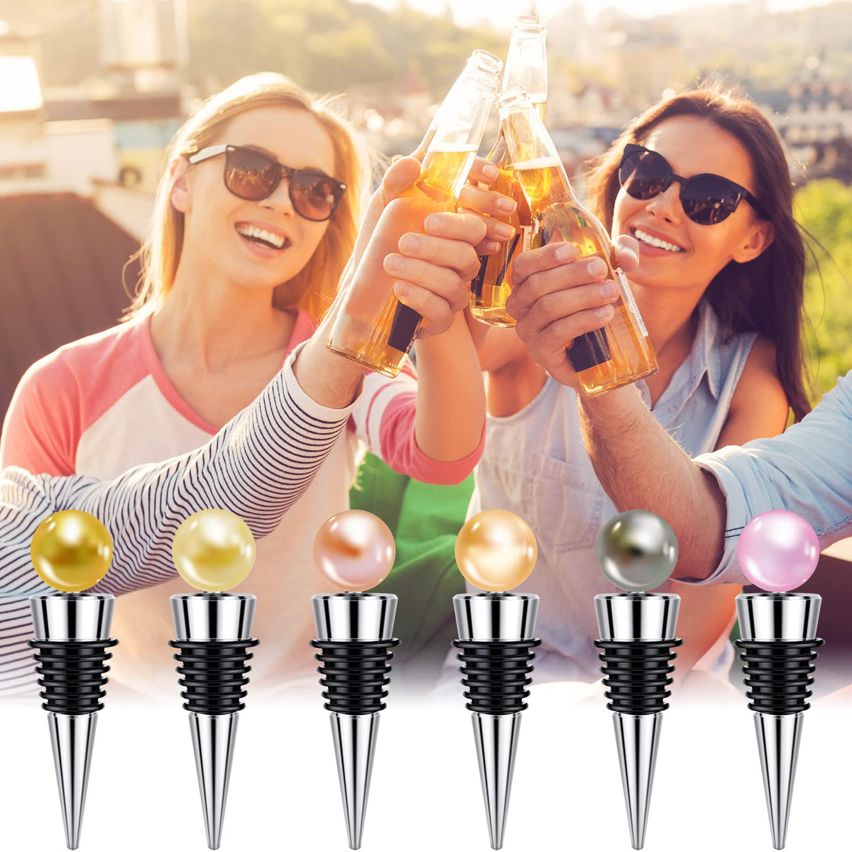 6 Pieces Metal Bottle Stopper 16 x 3/8 Blank Stainless Steel Wine Bottle Stopper Kit Reusable Wine Saver Corks Chrome Bottle Stopper Set Hardware for Wedding Wine Party Bar Turning