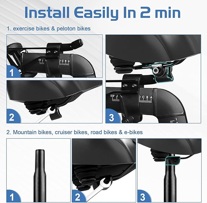 Noseless Bike Seat Cushion for Men & Women - Extra Padding & Comfort Wide Bicycle Seat, Oversized Comfortable Saddle for Peloton Bikes, Exercise Bikes, Electric Bikes, Cruiser Bikes