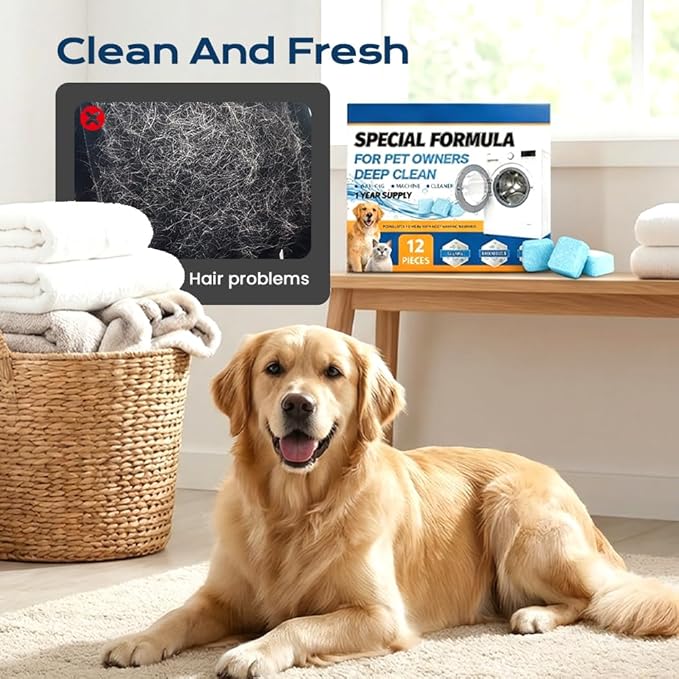 Washing Machine Cleaner Tablets 24 Pack, 2026 Upgraded Washer Cleaner Tablets for HE Top Front Load Washer, Removes Pet Hair, Odors, Suitable for Pet Owners (36 Pack)
