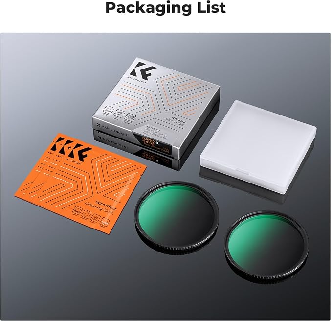 K&F CONCEPT 62mm Black Diffusion 1/4 & 1/8 Filters Kit Mist Cinematic Effect