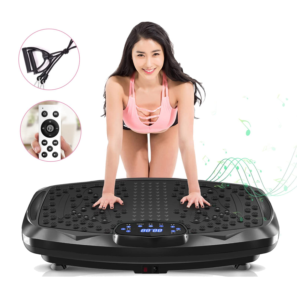 NIMTO Vibration Plate Exercise Machine Whole Body Workout Vibration Fitness Platform for Home Fitness & Weight Loss + BT + Remote, 99 Levels (Black)